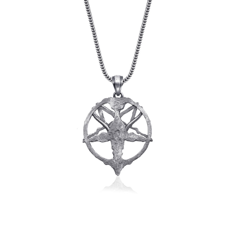 goat pentacle pendant backside