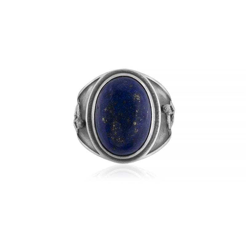 howling wolf lapis ring top view
