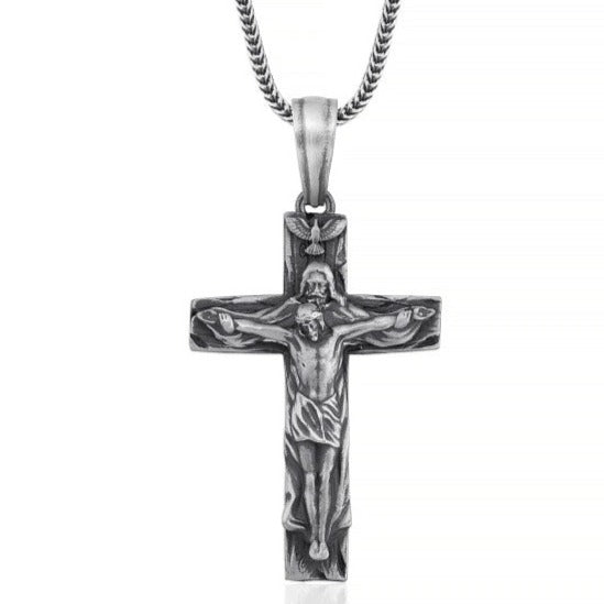 jesus christ and cross necklace