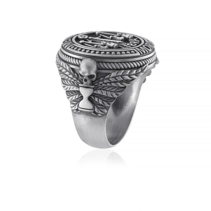 libra memento mori ring side view