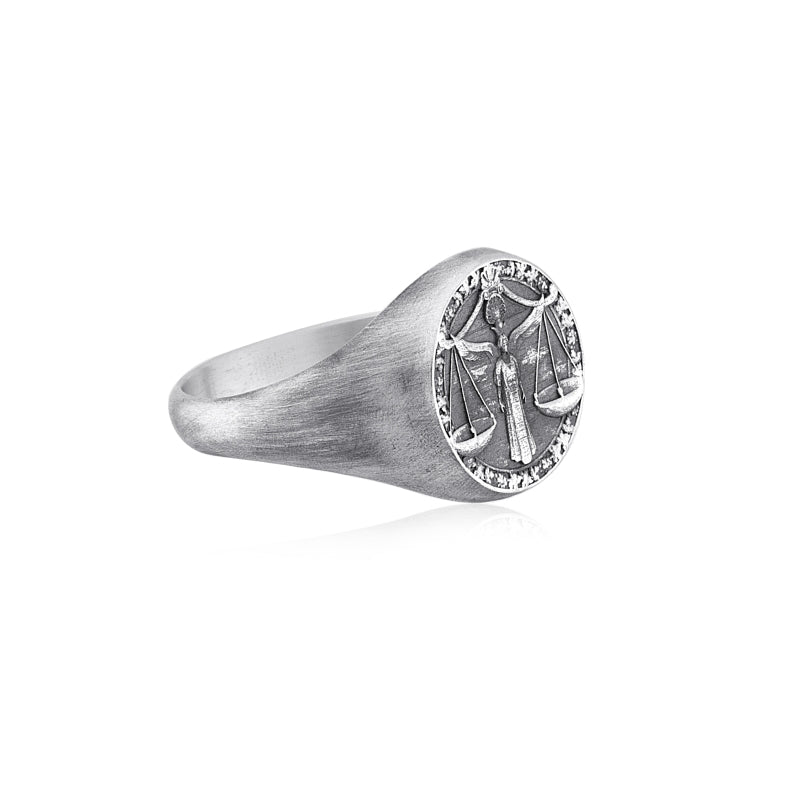 Libra Zodiac Ring side view