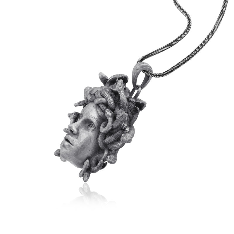 medusa head necklace side view