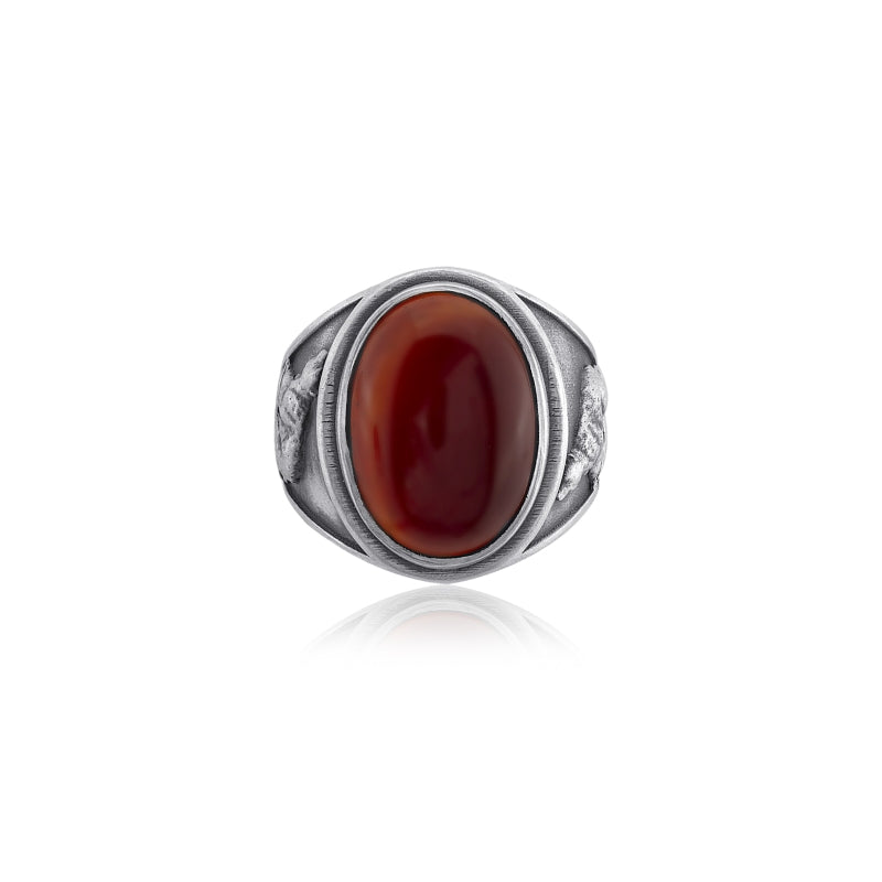 mountain bear carnelian ring top view