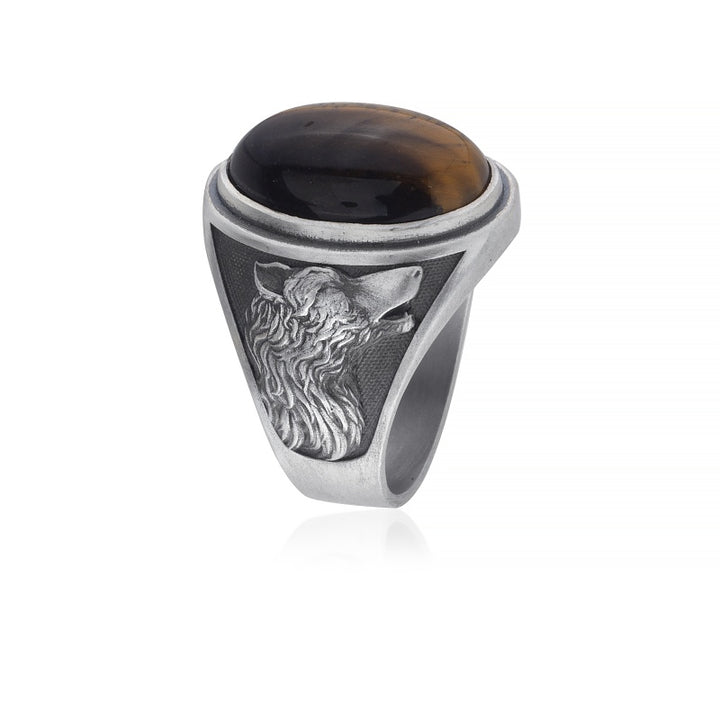 noble wolf tiger eye ring