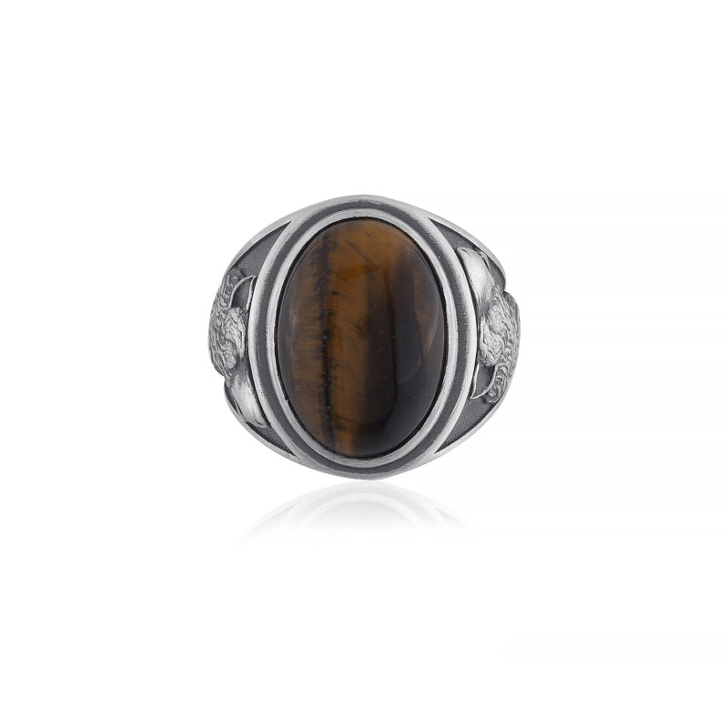 noble wolf tiger eye ring top view