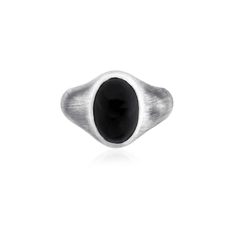 oval onyx signet ring side view