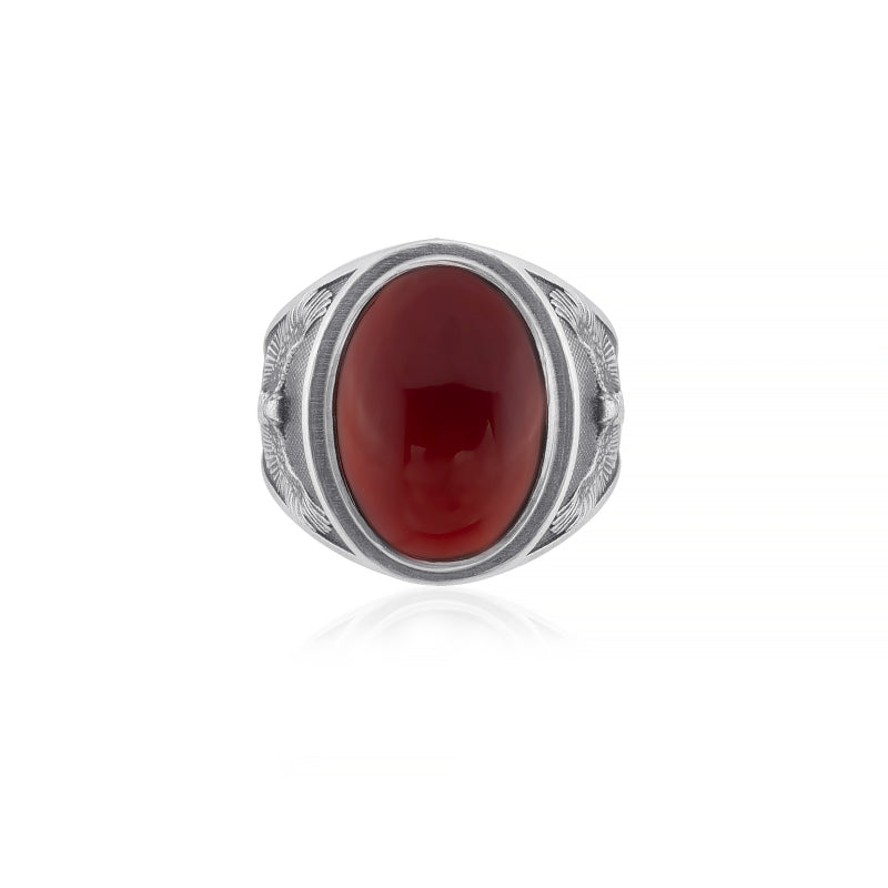 owl carnelian ring top view