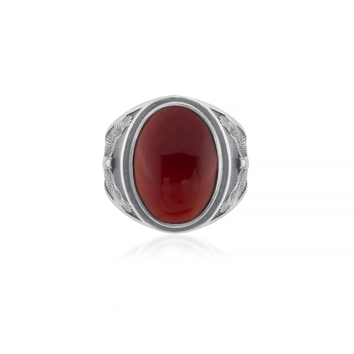 owl carnelian ring top view