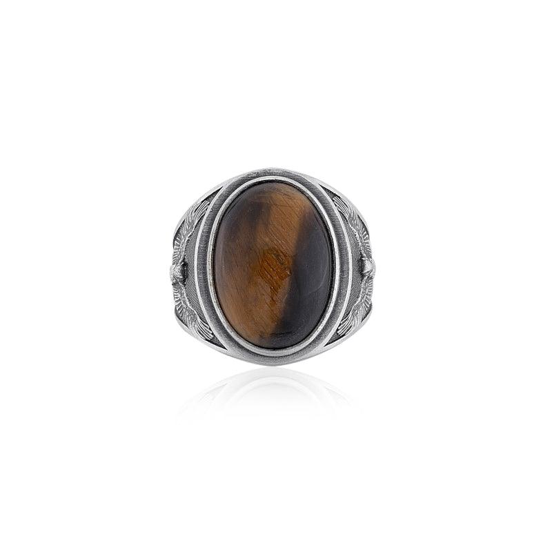 Owl Tiger Eye Ring top view