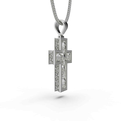 Skulls In Cross Necklace
