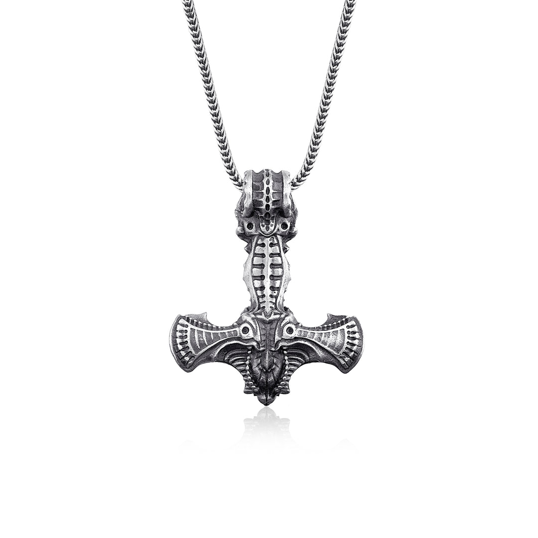 Thor Hammer Crow Necklace