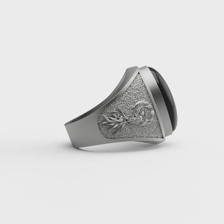 「 LOOT 」Pathos Ring Swedish 天然石サファイア Crybaby Ring With Carved Labradorite, Turquoise, and