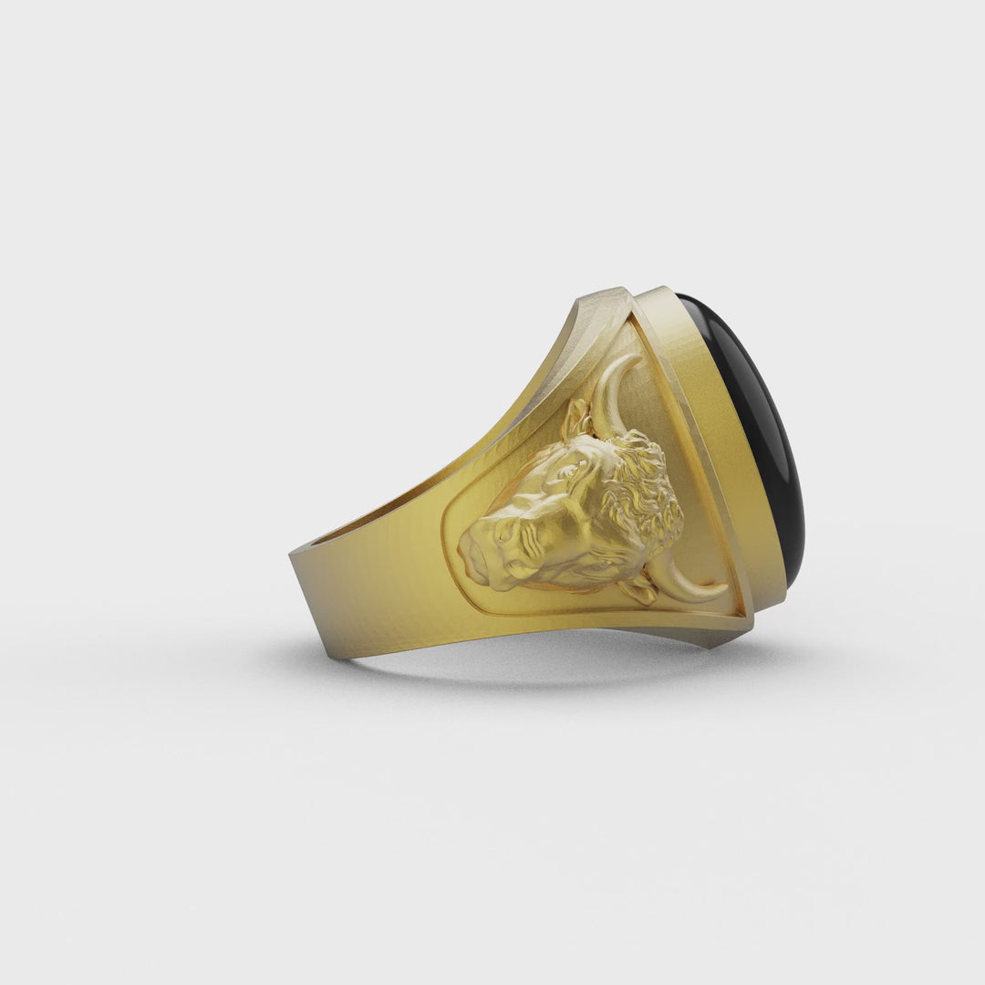 Taurus Bull Onyx Gemstone Ring