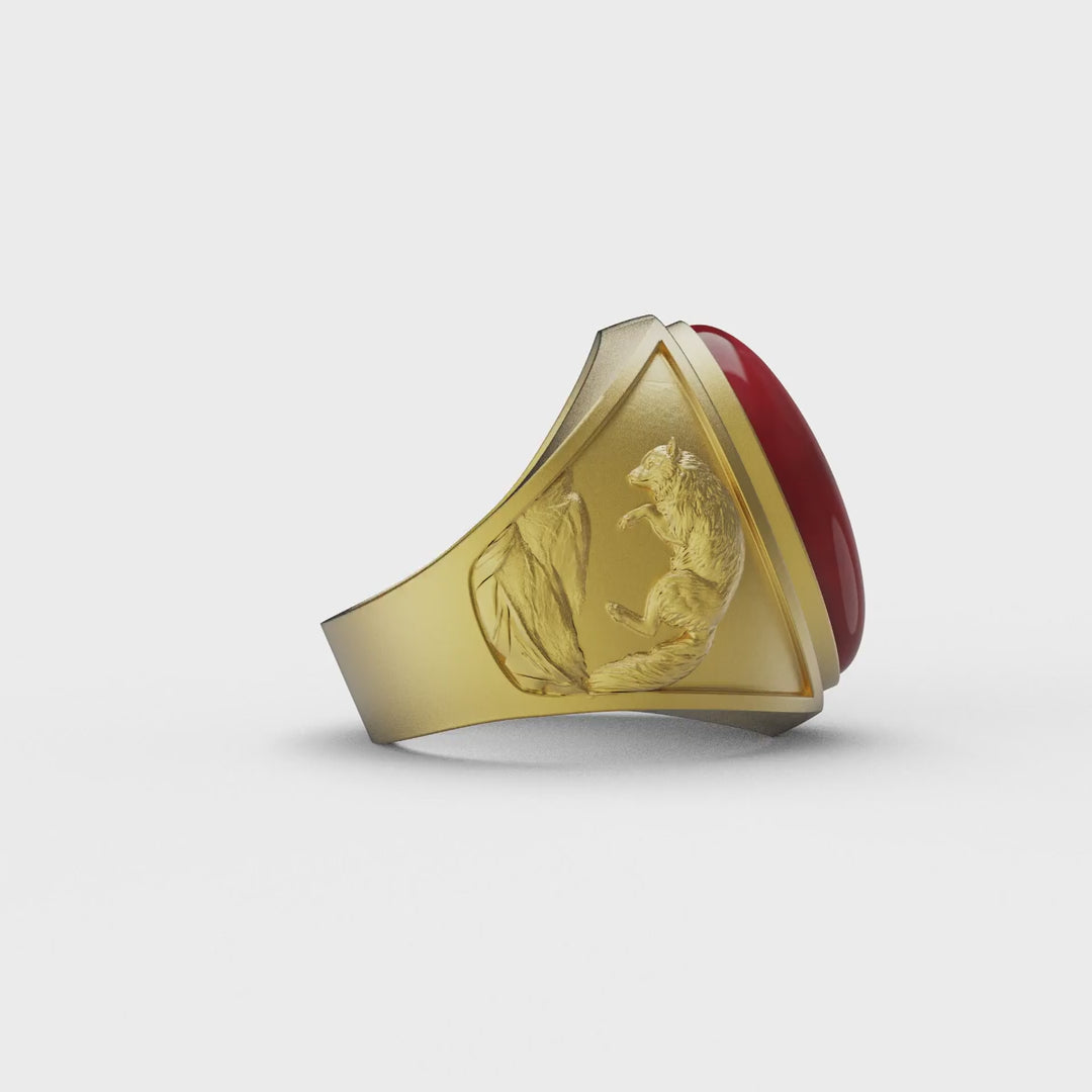 Wolf Carnelian Ring