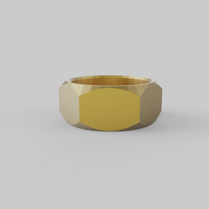 Hex Cut Geometric Band Ring