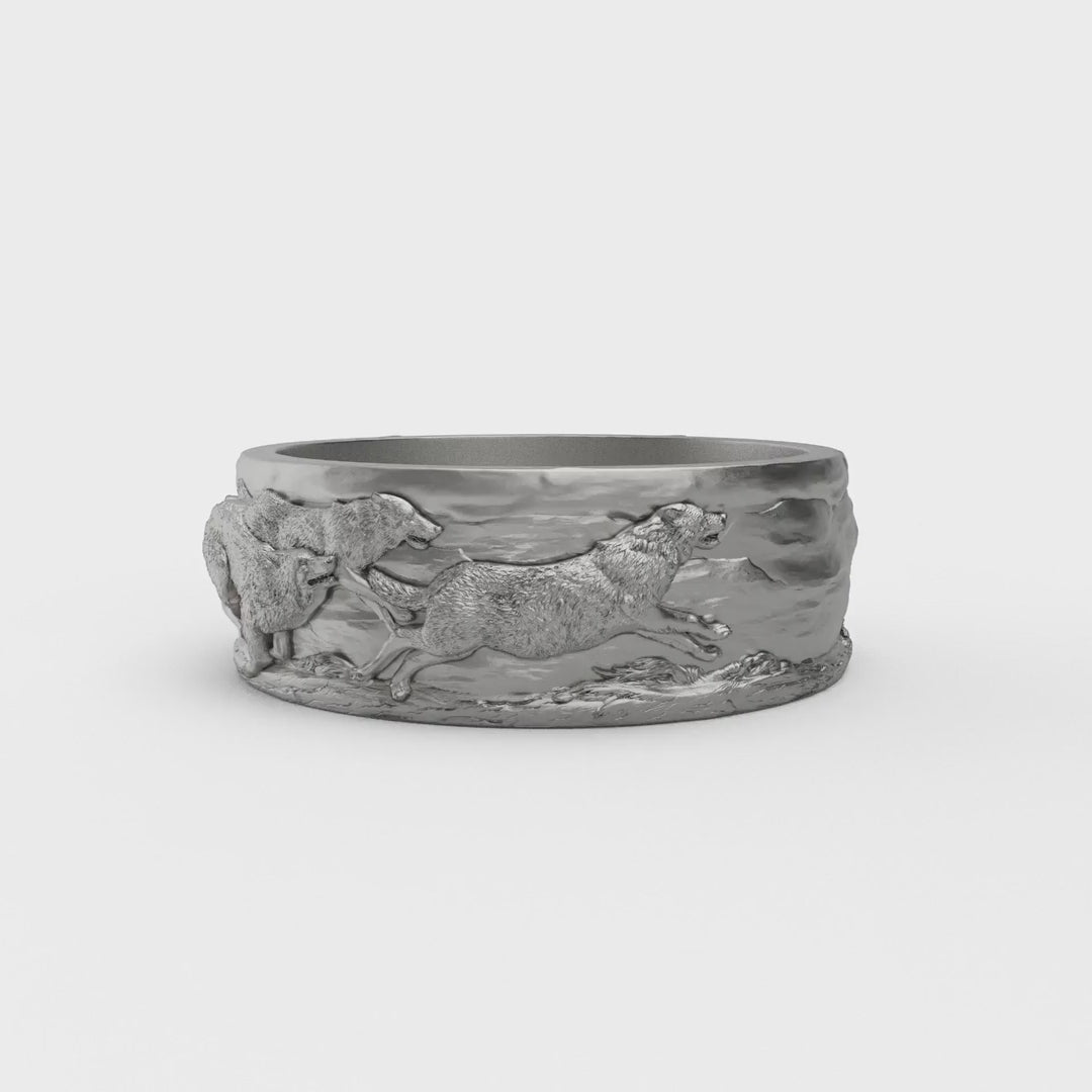 Wolf Family Band Ring