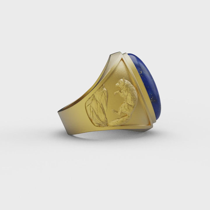 Wolf Lapiz Lazuli Ring