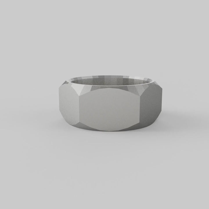 Hex Cut Geometric Band Ring