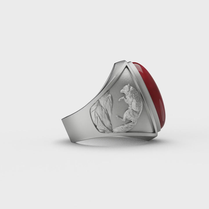 Wolf Carnelian Ring