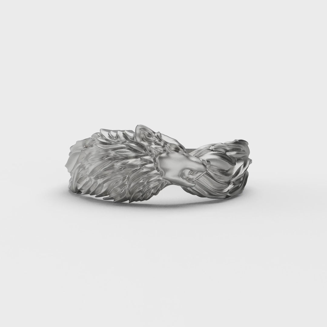 Angry Wolf Band Ring