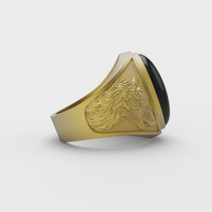 Noble Wolf Onyx Ring