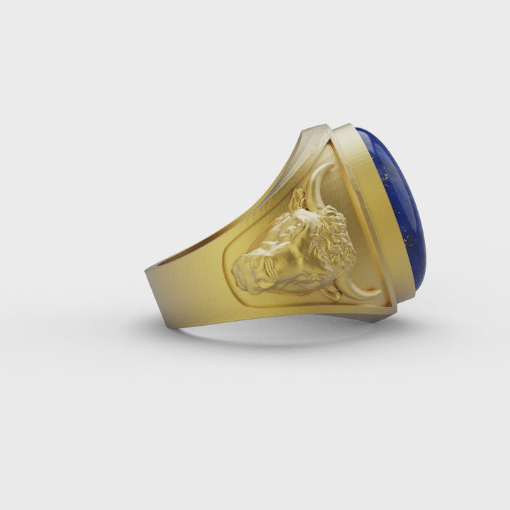 Taurus Bull Lapis Gemstone Ring