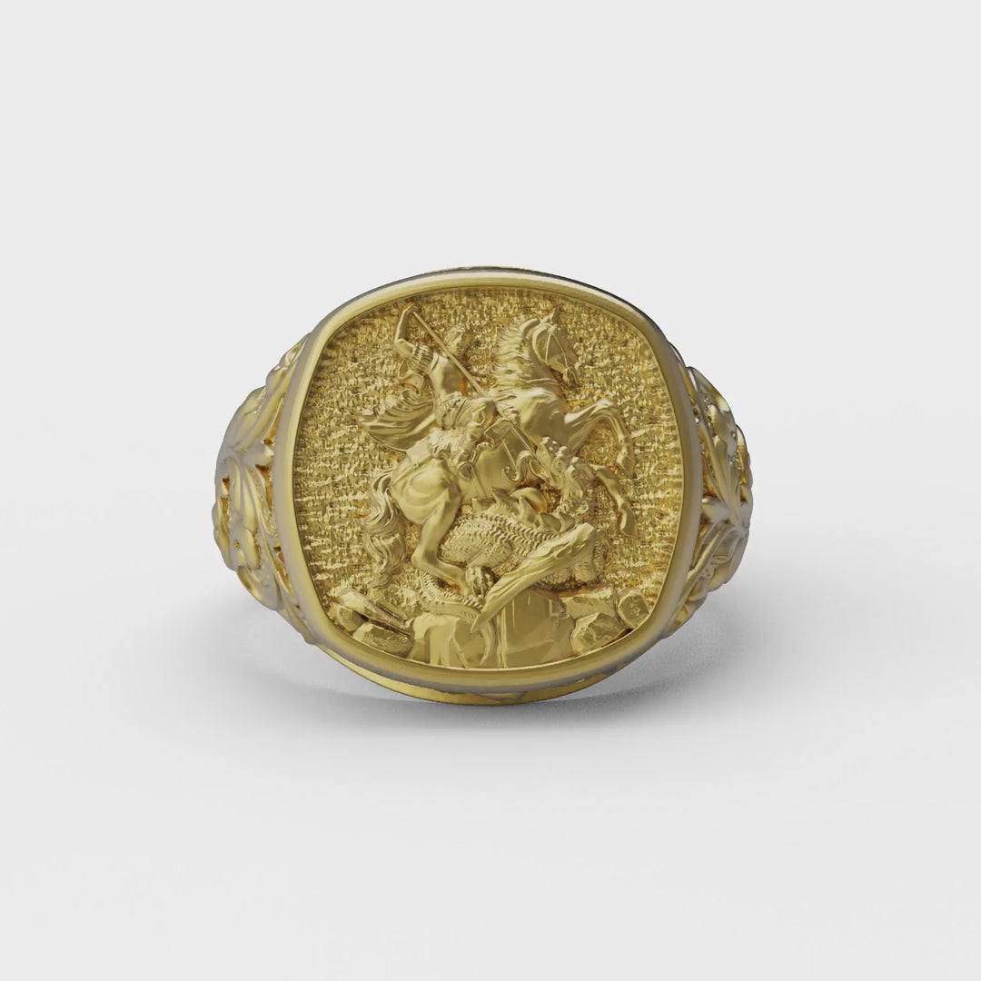 Saint George Dragon Slayer Signet Ring