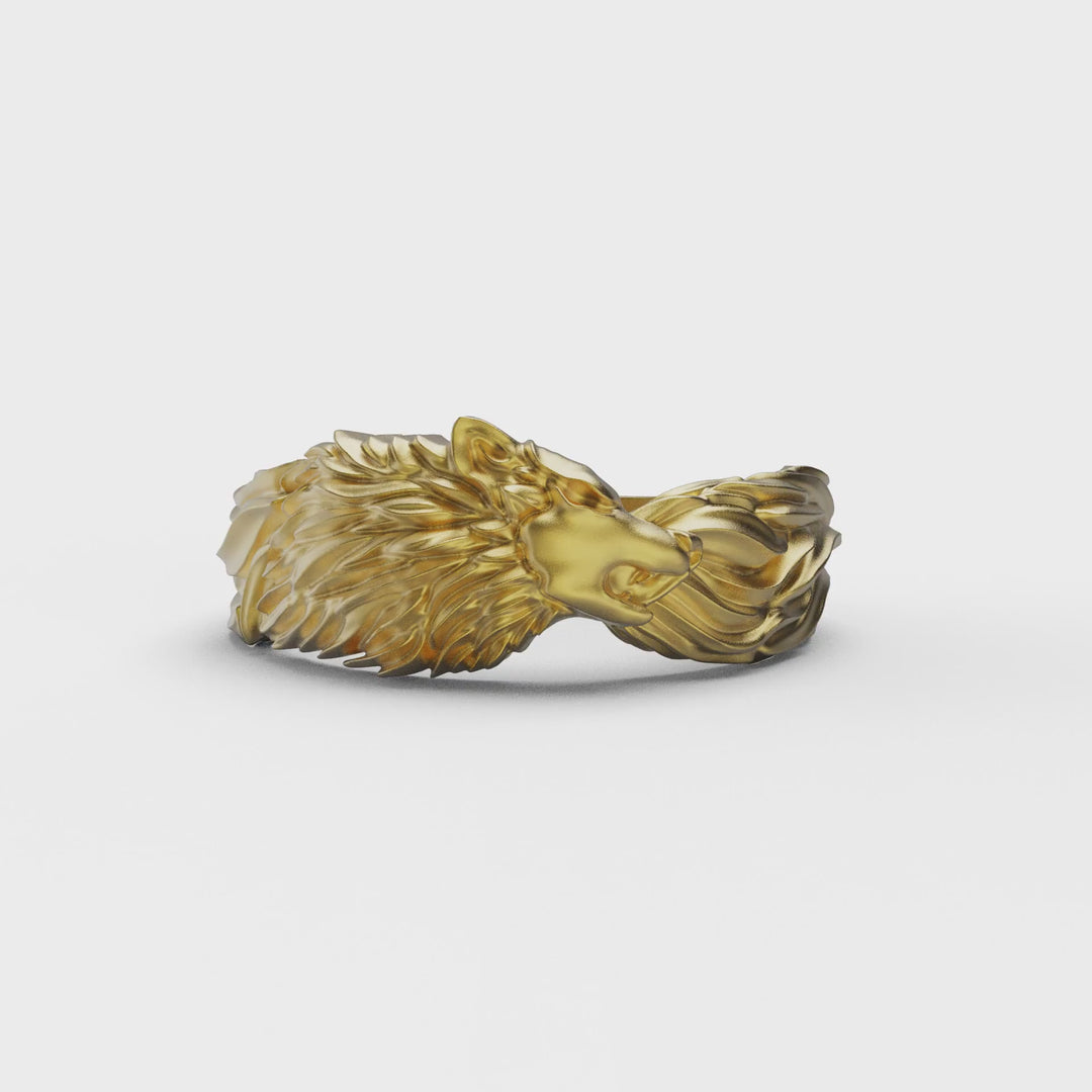 Angry Wolf Band Ring