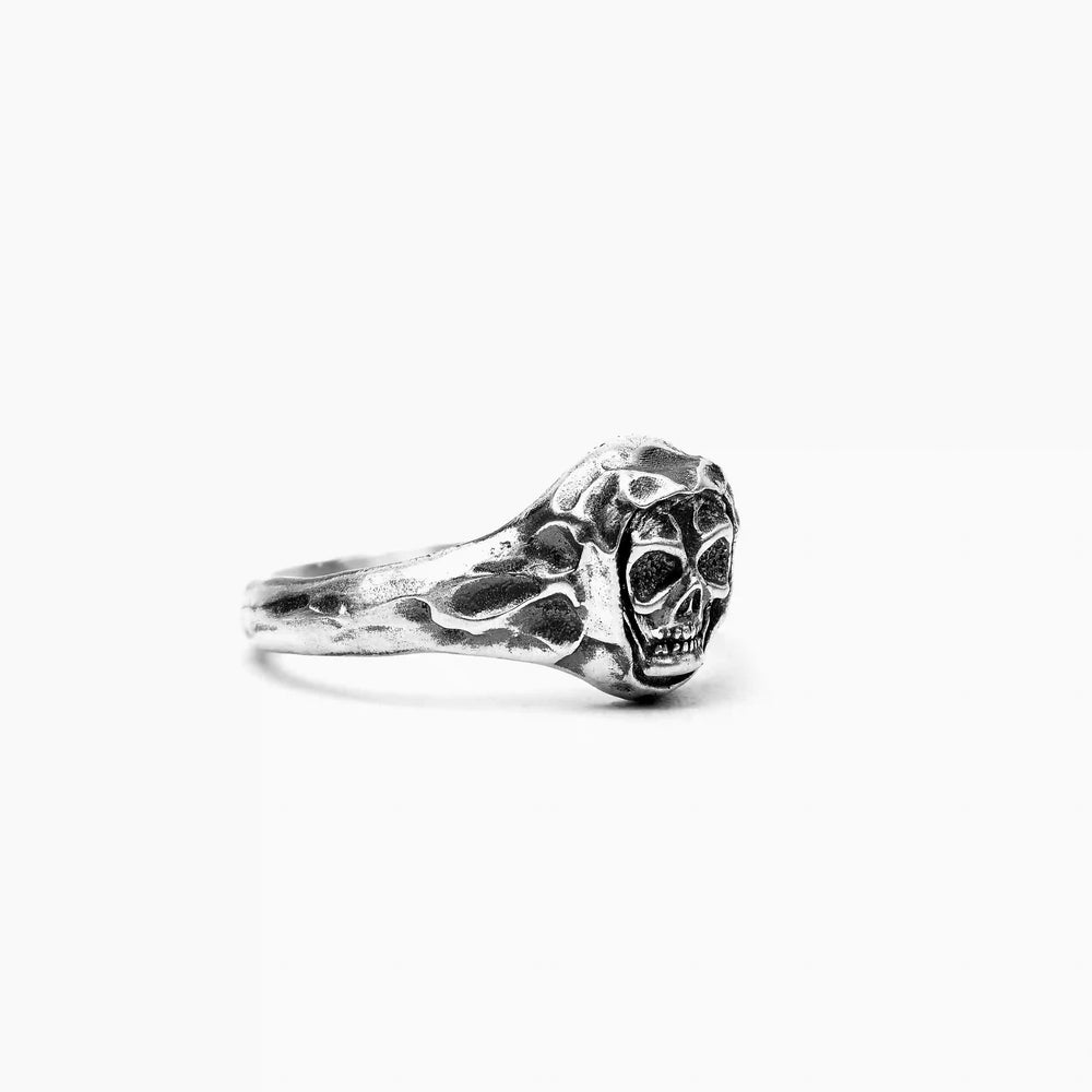 handmade sterling silver Circle Skull Biker Ring