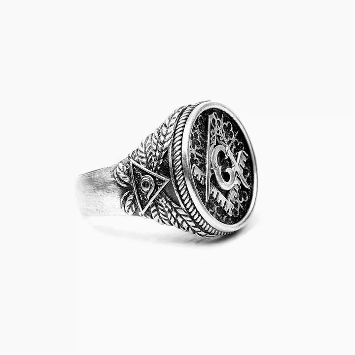  handmade sterling silver Master Mason Symbol Ring