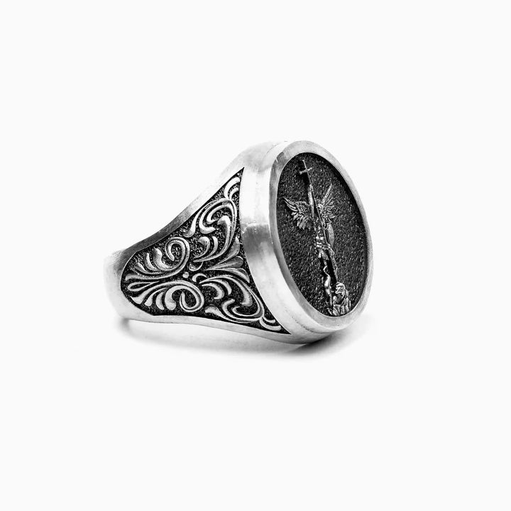 handmade sterling silver Saint Archangel Michael Ring