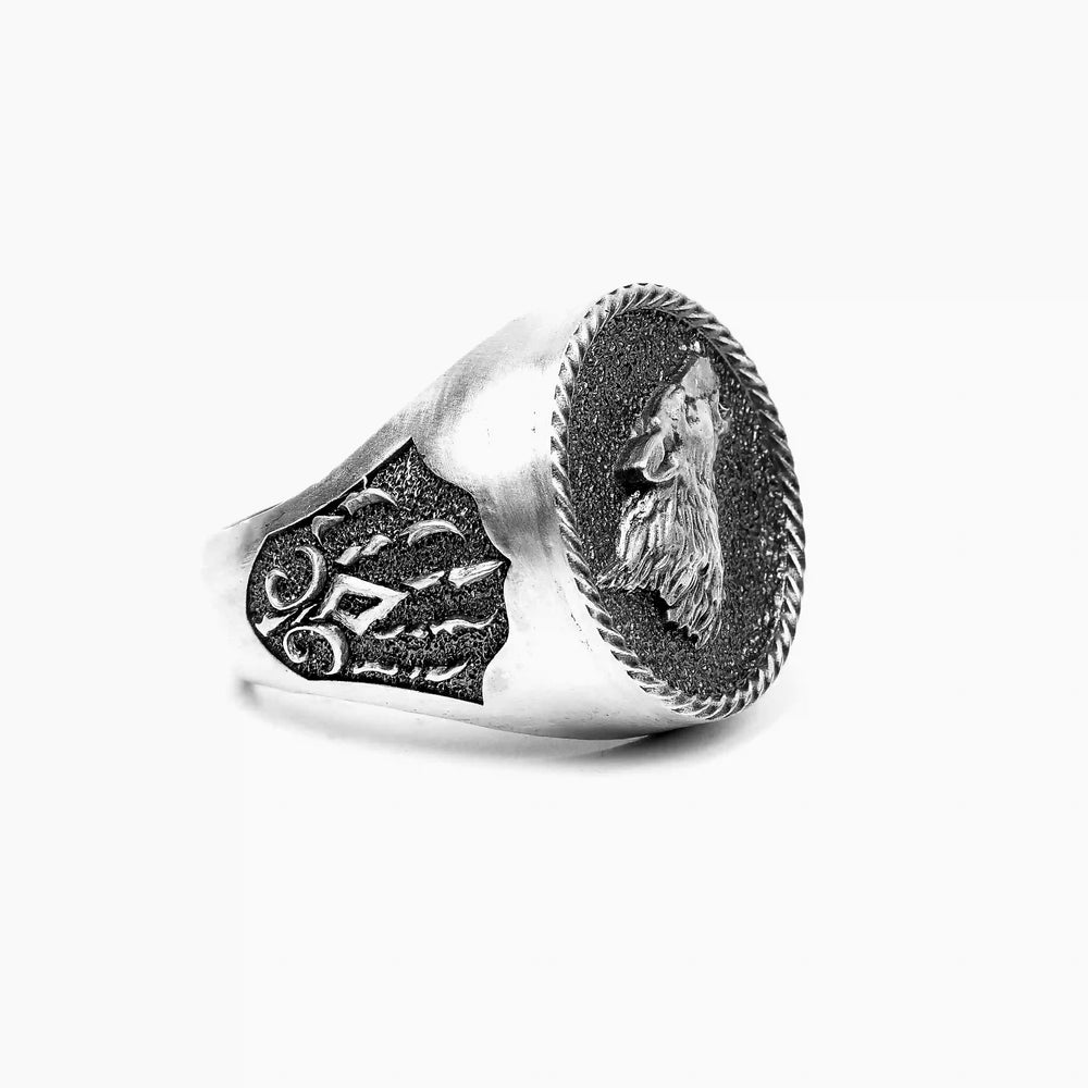 handmade sterling silver Howling Wolf Ring