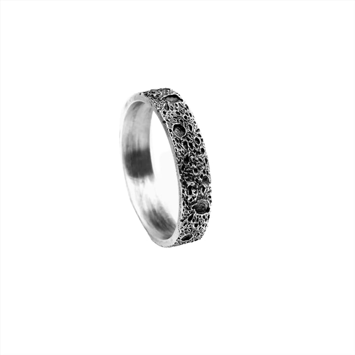 Silver Moon Surface Band Ring