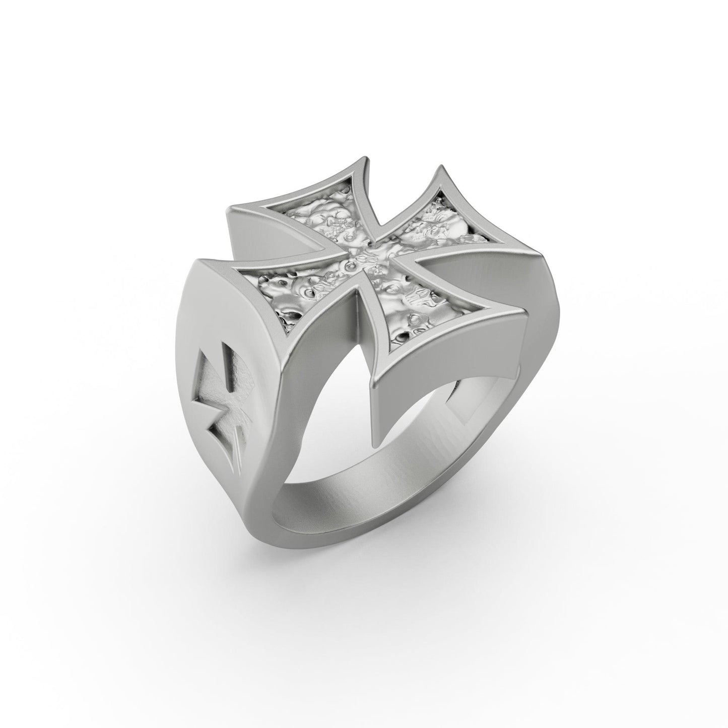 Maltese Cross Skull Heraldic Ring
