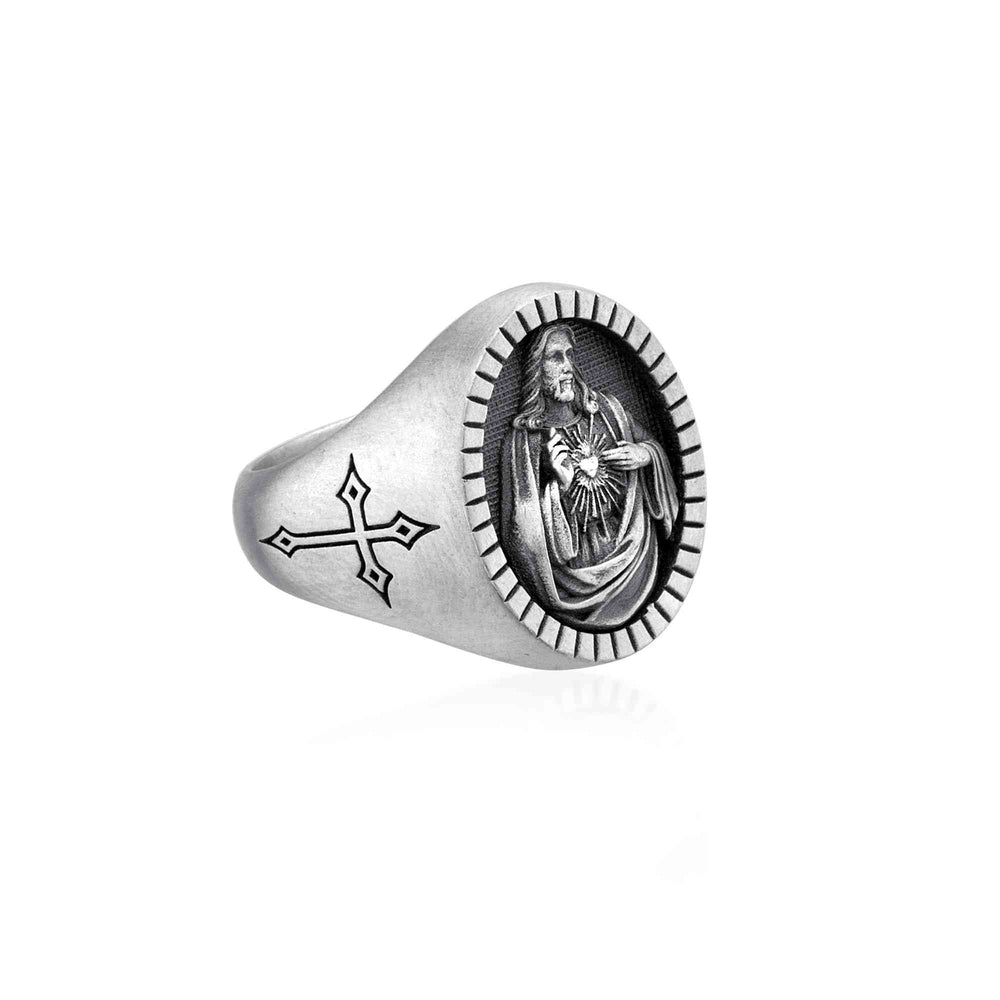 sacret heart of jesus signet ring