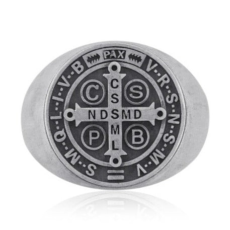 saint benedict medal cross ring