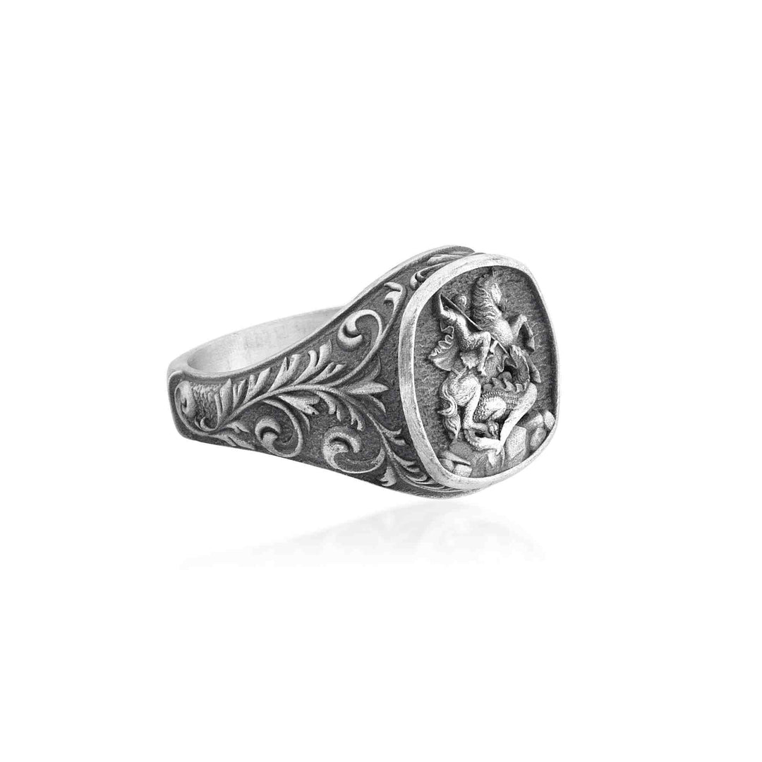 Saint George Dragon Slayer Signet Ring