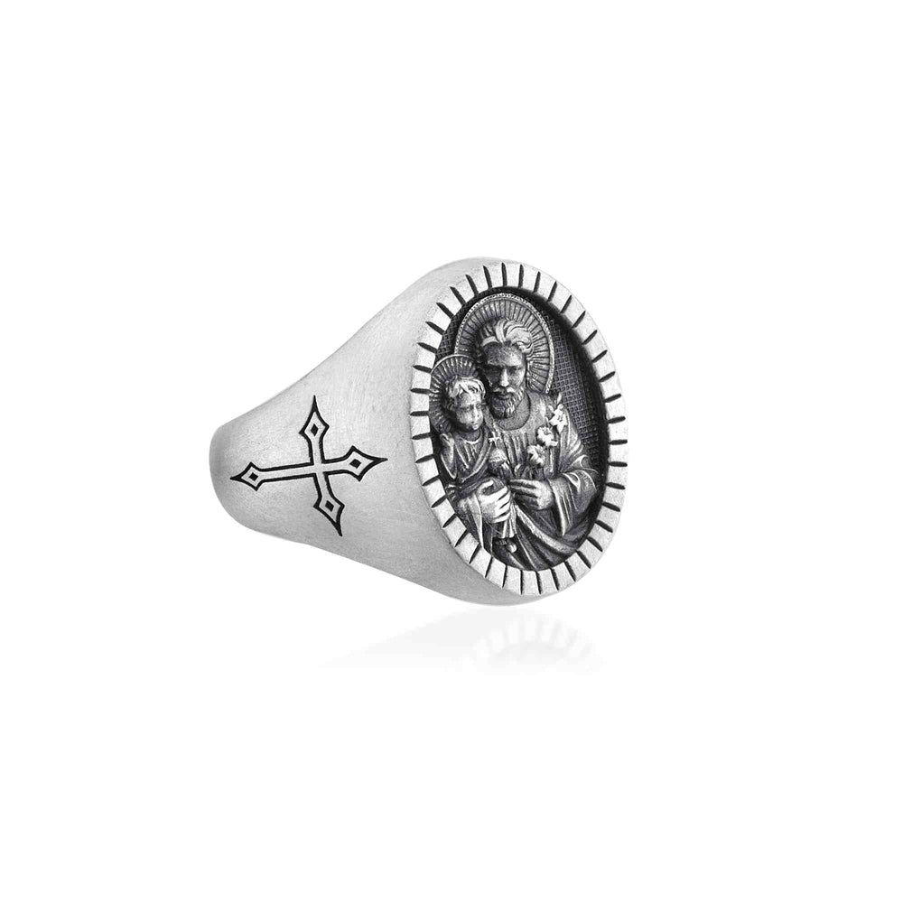 Saint Joseph Signet Ring side view