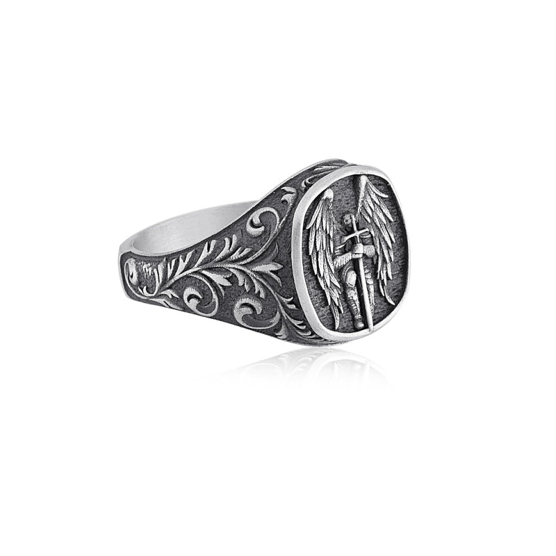 Saint Michael Signet Ring side view