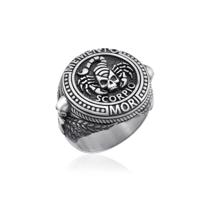 Scorpio Zodiac Skull Ring top view