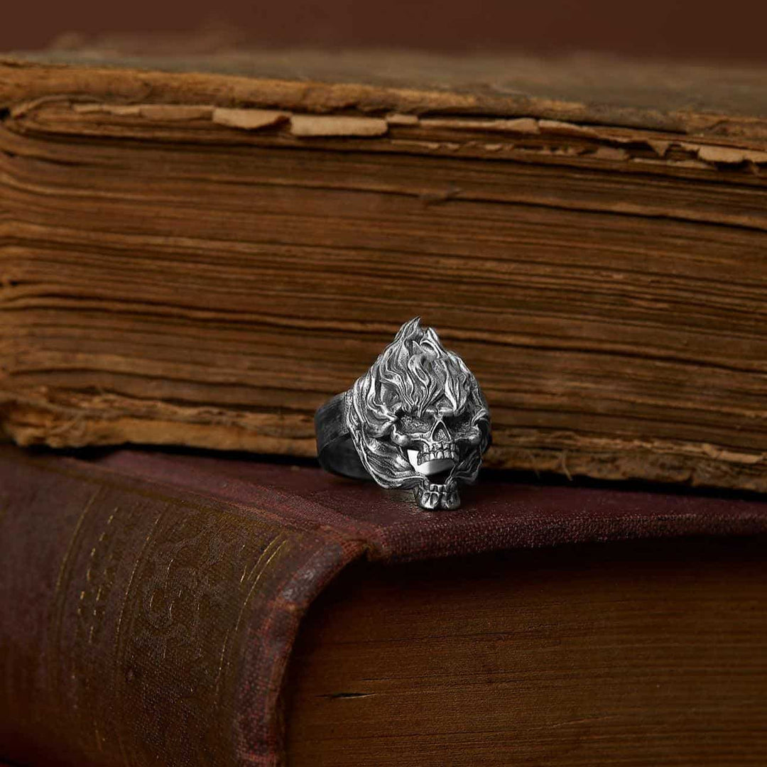 Flaming Skull Ring