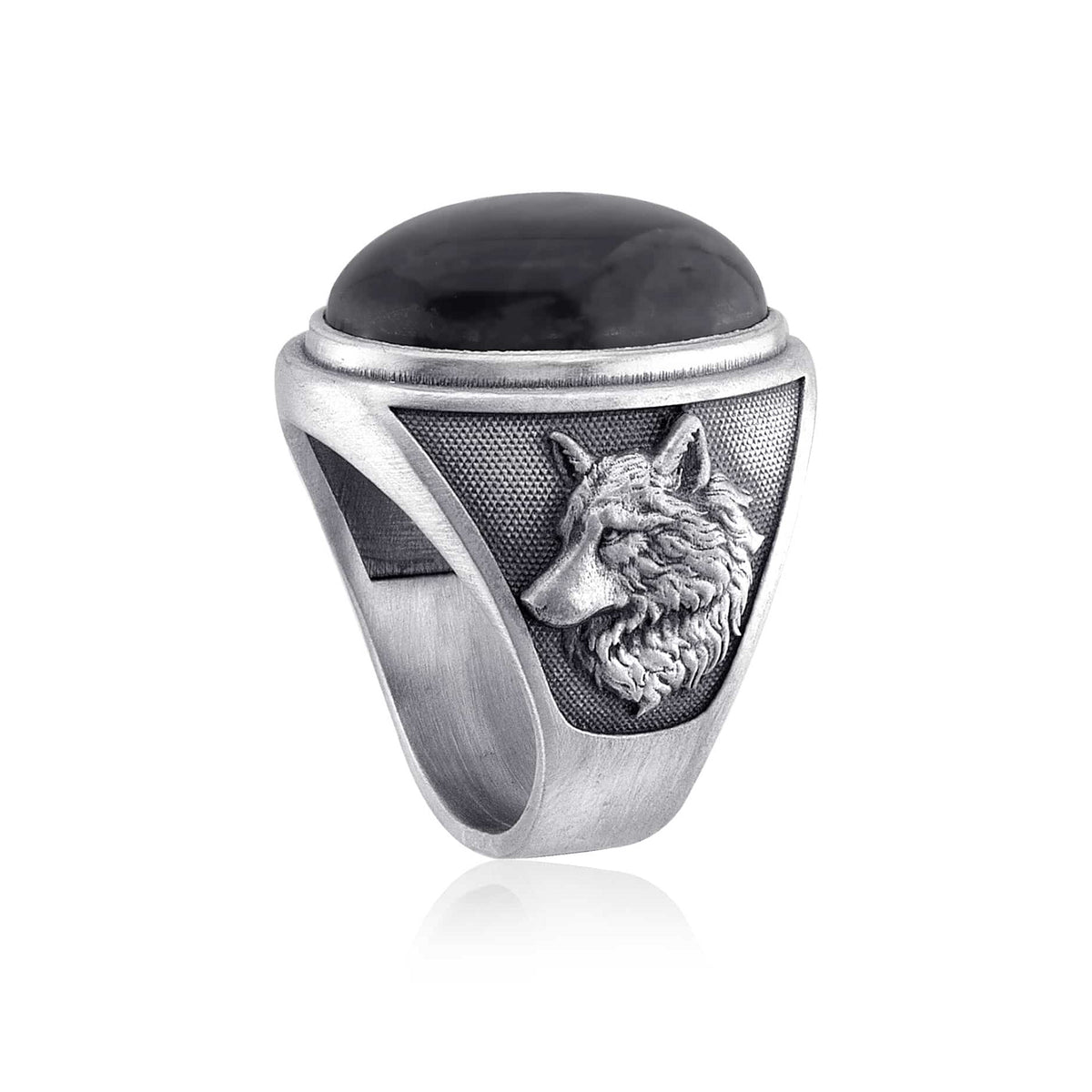 Wolf Head Labradorite Ring