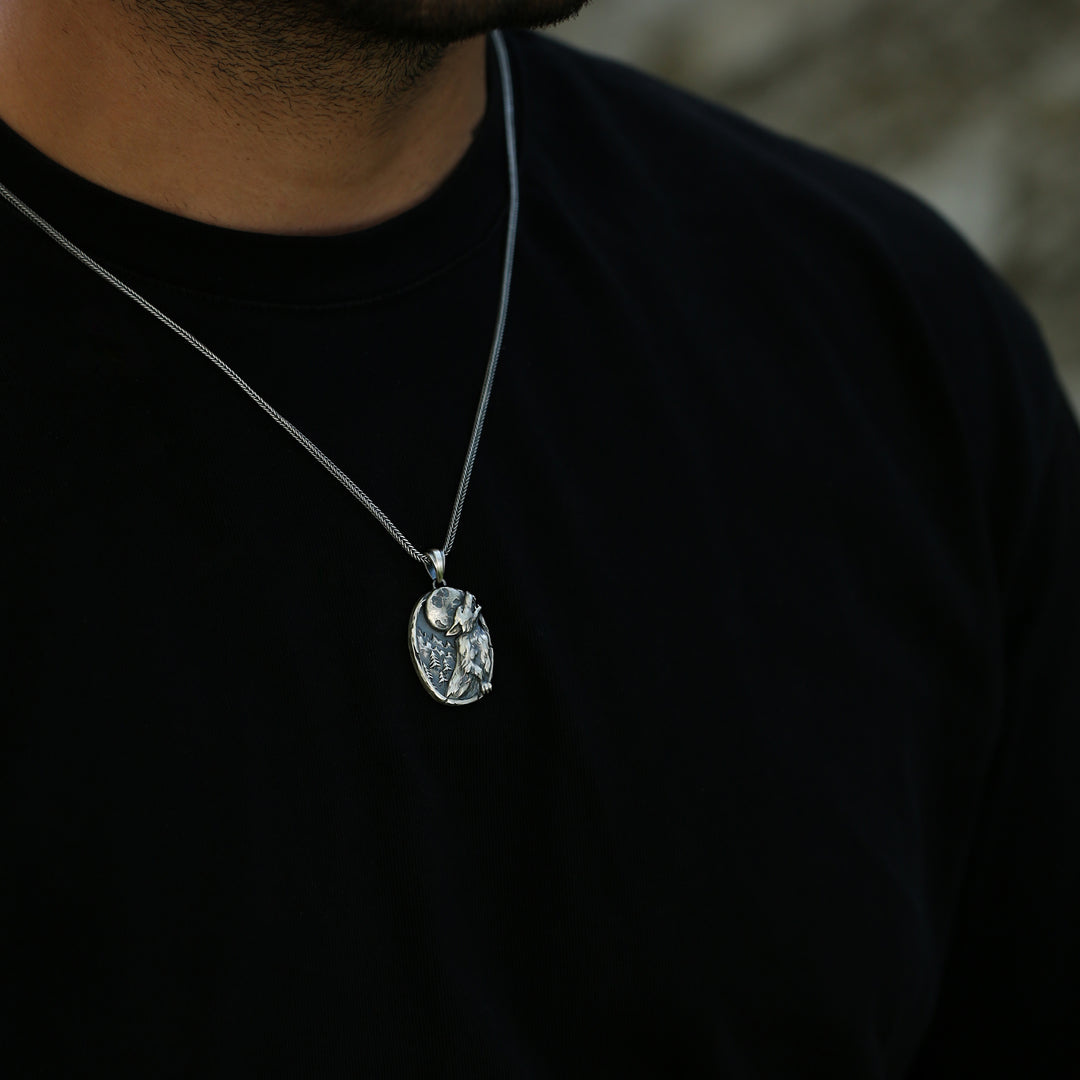 Wolf and Moon Necklace