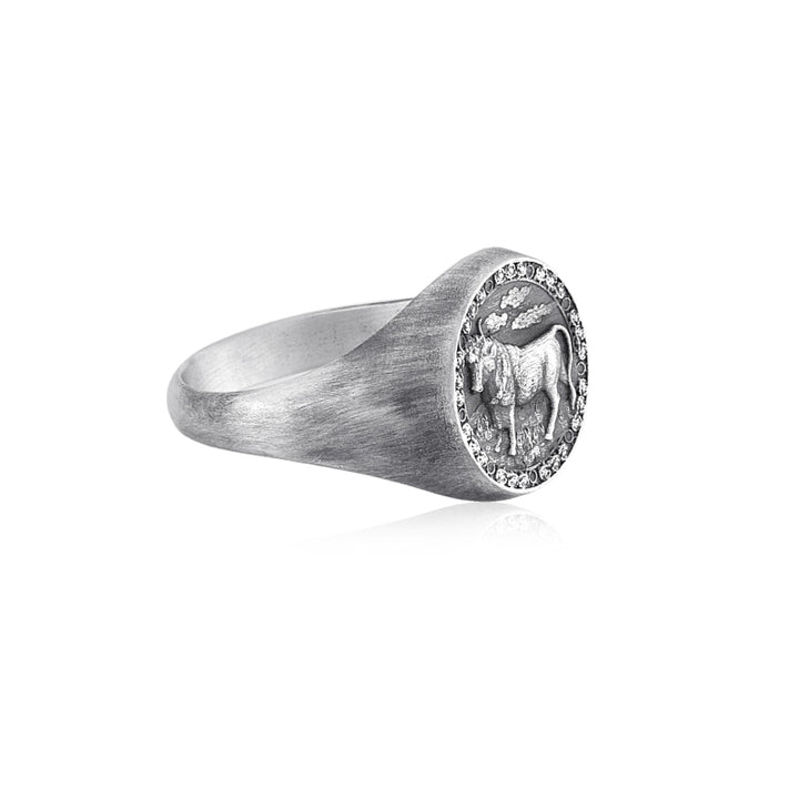 Taurus Zodiac Ring side view