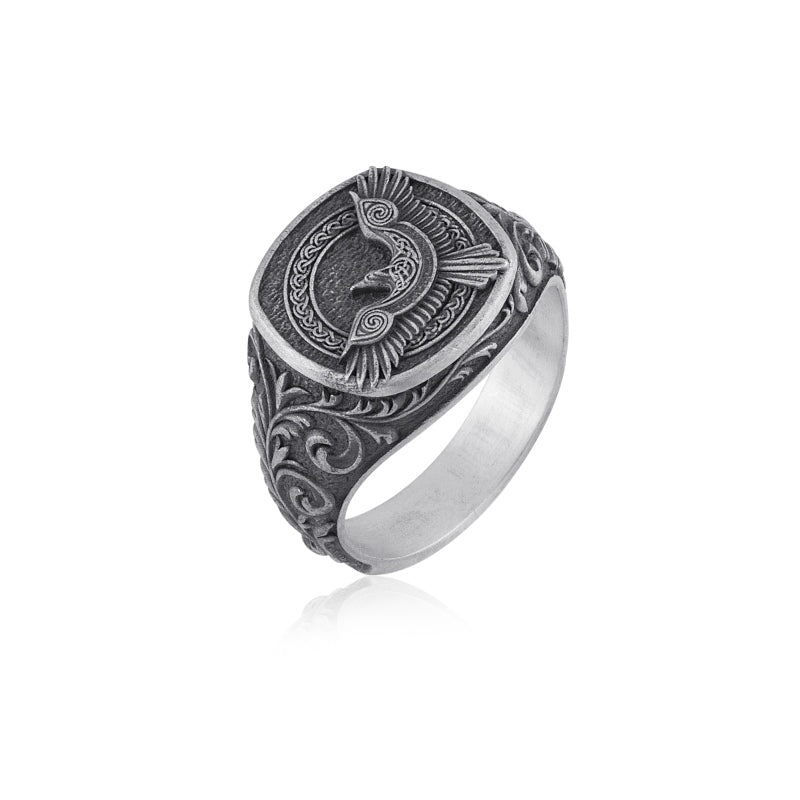 viking raven ring side view