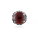 wolf face carnelian ring top view