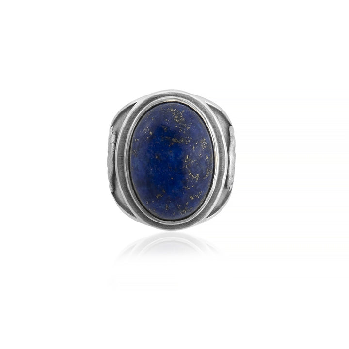 wolf lapis lazuli ring top view