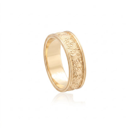 Leaves and Flowers Band Ring