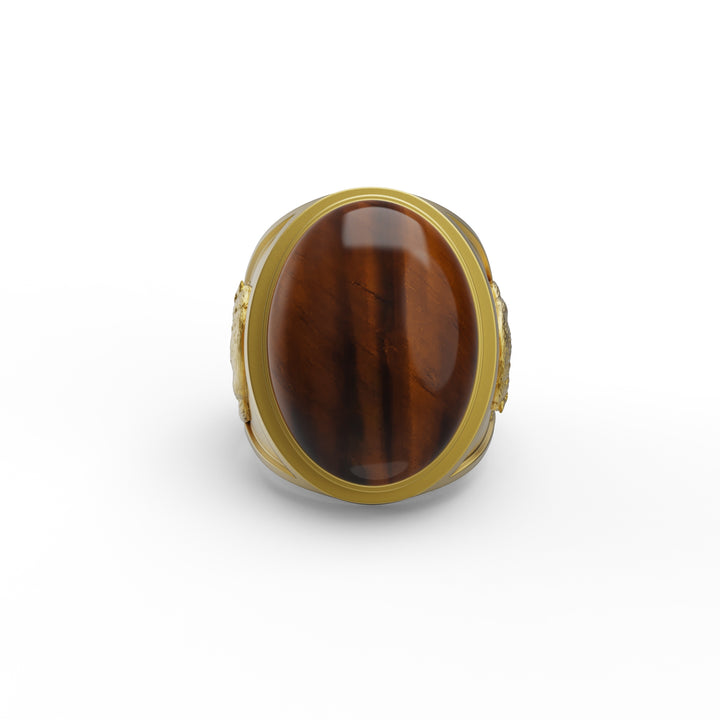 Wolf Tiger Eye Stone Ring