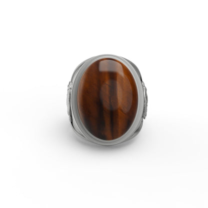 Wolf Tiger Eye Stone Ring